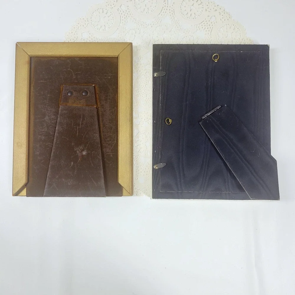 Set of vintage wood ornate picture photo frames 6x8 gold tone cream swan art